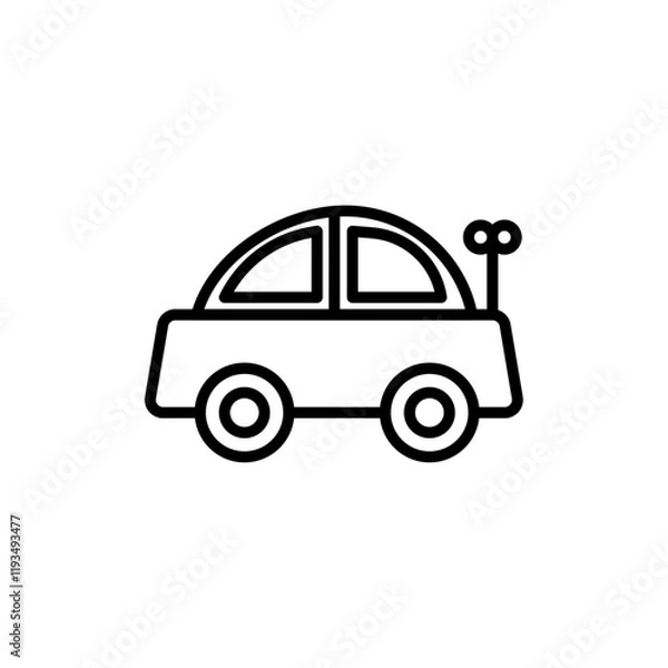 Fototapeta Clockwork car toy icon line art vector