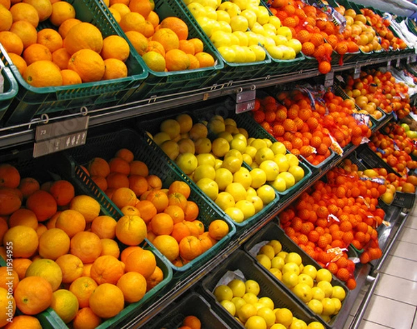 Obraz Fresh fruits in a hypermarket