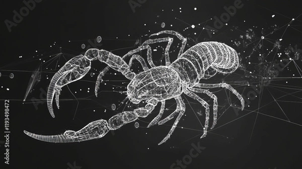 Fototapeta Scorpio of the particles. Scorpio consists of circles and points. Vector illustration.