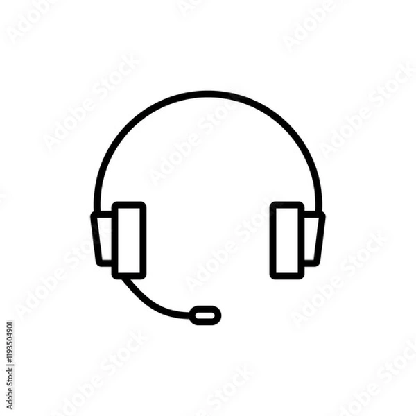 Fototapeta Support headset icon line art vector