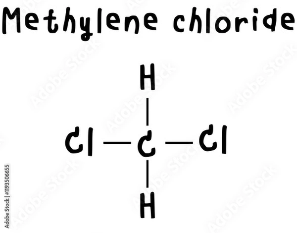 Fototapeta Methylene chloride,chemical structure of Methylene chloride illustration