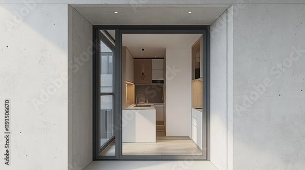 Obraz Modern Minimalist Kitchen Interior Design with Natural Light