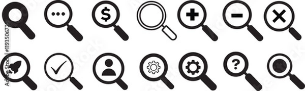 Fototapeta Search Icon vector illustration, magnifying glass symbol, search icon clip art , zoom in and zoom out symbol, Magnifying glass sign isolated