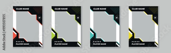 Fototapeta Trading card template design for sports, picture frame for player performance, photo frame or border collection for hockey, basketball and football player, sports flyer design, template eps 10.