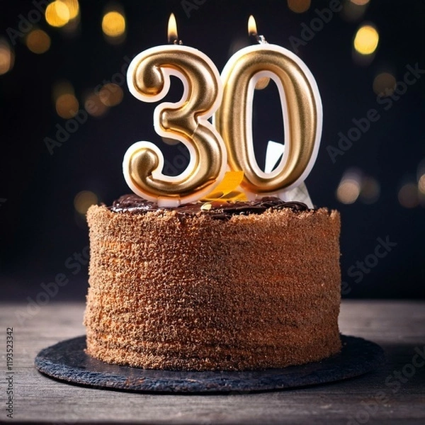 Obraz Generated image Beautiful cake celebrating a birthday or milestone of 30