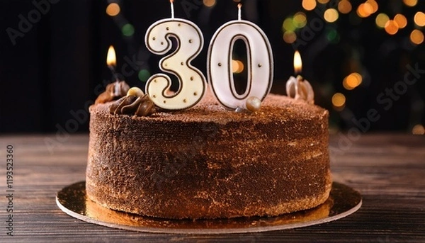 Obraz Generated image Beautiful cake celebrating a birthday or milestone of 30