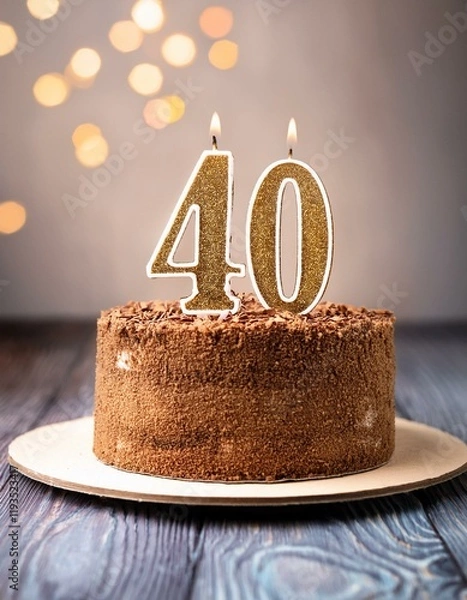 Obraz Generated image Beautiful cake celebrating a birthday or milestone of 40