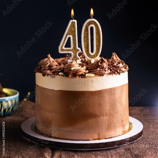 Obraz Generated image Beautiful cake celebrating a birthday or milestone of 40