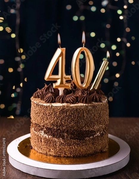 Obraz Generated image Beautiful cake celebrating a birthday or milestone of 40