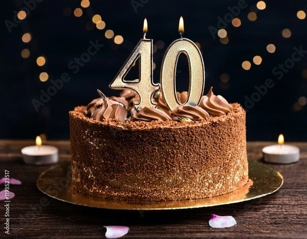 Obraz Generated image Beautiful cake celebrating a birthday or milestone of 40