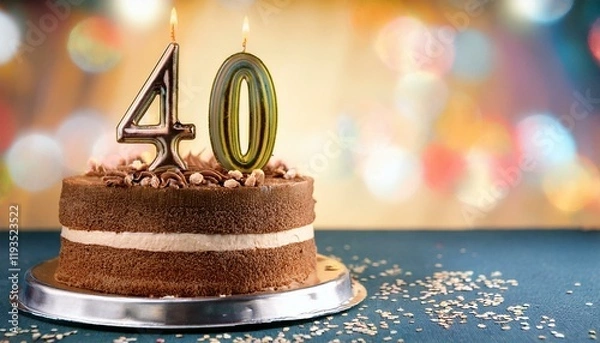 Obraz Generated image Beautiful cake celebrating a birthday or milestone of 40