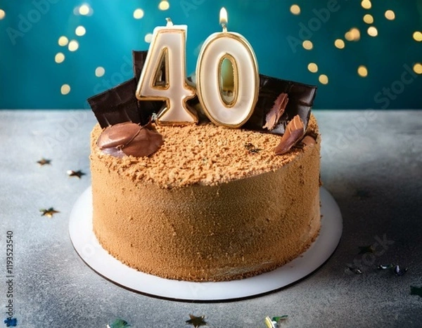 Obraz Generated image Beautiful cake celebrating a birthday or milestone of 40