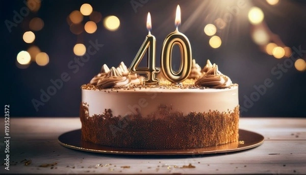 Obraz Generated image Beautiful cake celebrating a birthday or milestone of 40