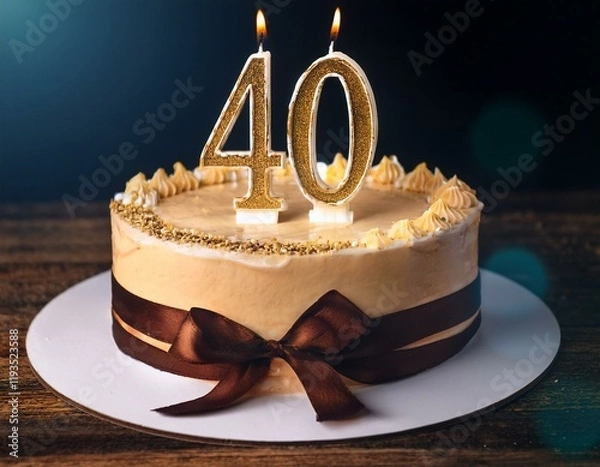 Obraz Generated image Beautiful cake celebrating a birthday or milestone of 40