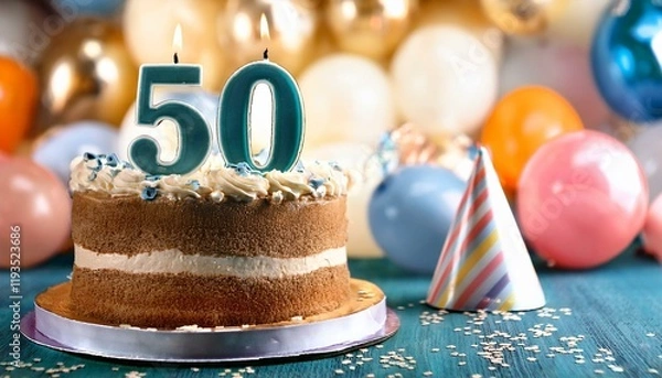 Obraz Generated image  Beautiful cake celebrating a birthday or milestone of 5