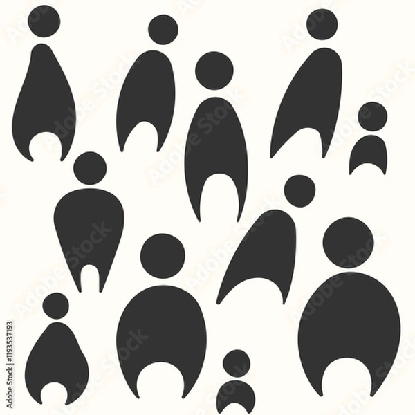 Fototapeta Very stylized, abstract figures that resemble people. Vector illustration