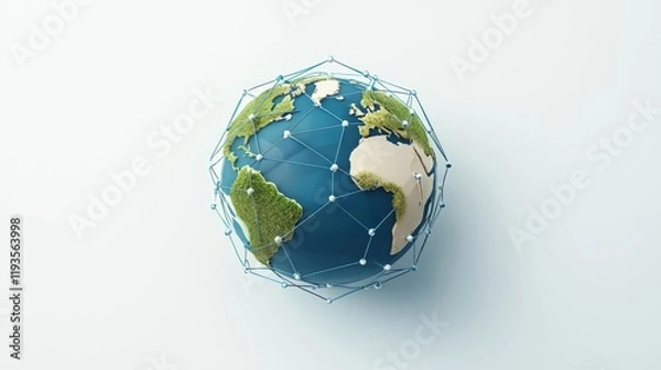 Fototapeta A digital globe showcasing the interconnected world design.