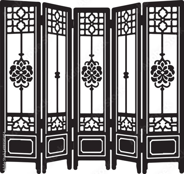 Obraz Folding Screen icon silhouette vector with white background