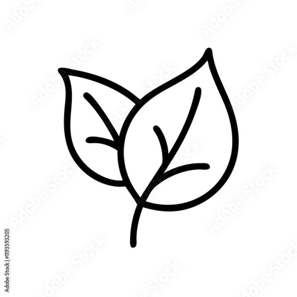 Obraz Leaf icon with two leaves featuring intricate vein patterns on a white background
