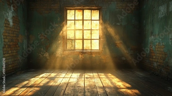 Fototapeta A window in a room with sunlight shining through it