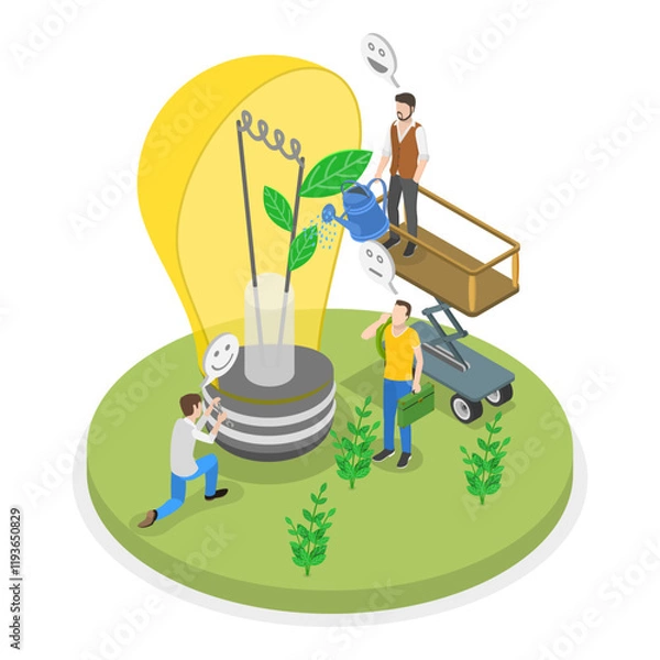 Fototapeta 3D Isometric Flat Vector Illustration of Effective Smart And Green Solutions, Sustainable Project Development. Item 1