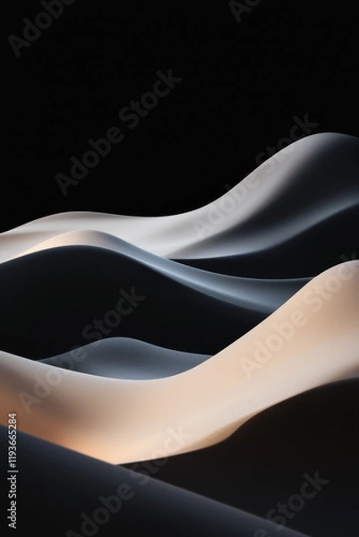 Fototapeta Exploring the Ethereal Dance of Light and Waves: Minimalist Curved Forms Creating Harmonious Abstract Serenity and Fluidity