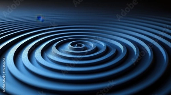 Fototapeta Minimalist abstract wallpaper with concentric circles on a blue background. Banner template with white space for text, ideal for modern and professional design purposes.