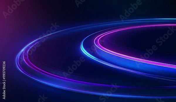 Fototapeta Abstract futuristic blue technology background with circular elements and glowing lines