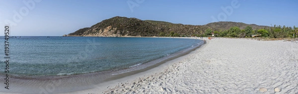 Fototapeta The beautiful white beach of Cala Pira in Castadias with its transparent and turquoise water
