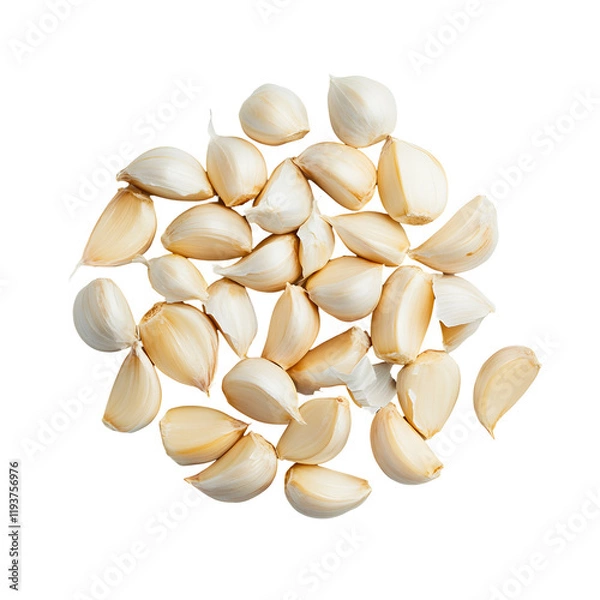 Fototapeta Garlic Cloves Isolated on White Background, Culinary Ingredient Image