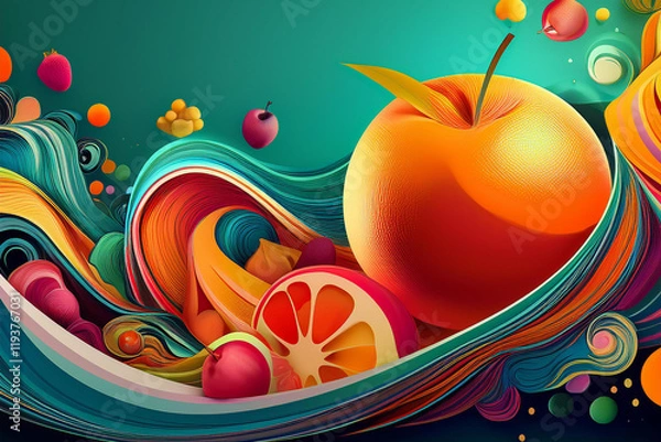 Fototapeta abstract fruit waves