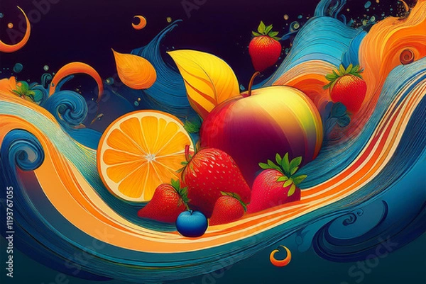 Fototapeta abstract fruit waves