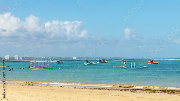 Obraz  tropical beach in northeastern Brazil in the state of Alagoas, city of Maceio, Ponta Verde beach