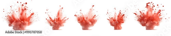 Fototapeta Red Powder Explosions, Isolated on White Background, Perfect for Graphic Design Projects.