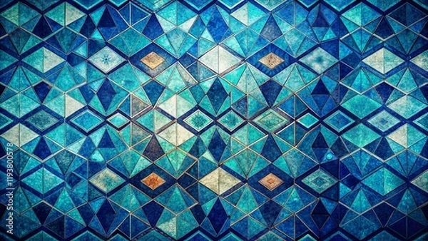 Fototapeta Vintage Blue Geometric Pattern Background - Retro Style Texture