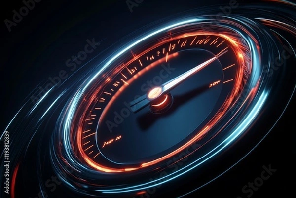 Fototapeta A dynamic banner image featuring a sleek, modern speedometer 