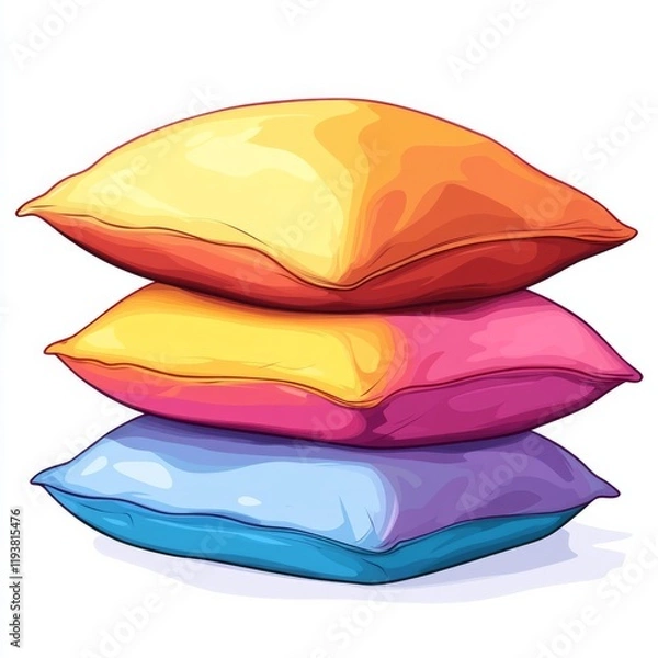 Fototapeta Pillows, minimal design, cartoon style, pink, yellow, blue