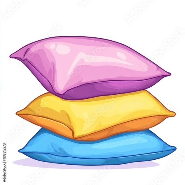 Fototapeta Pillows, minimal design, cartoon style, pink, yellow, blue