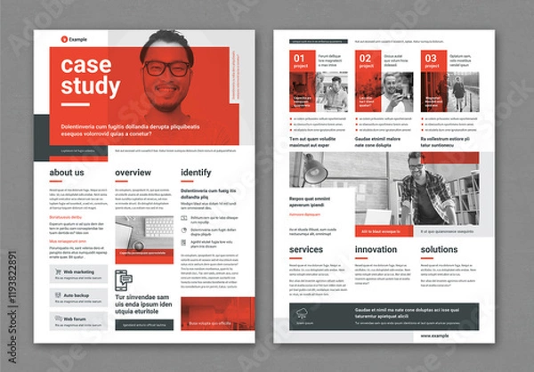 Fototapeta Corporate Business Case Study in Black and White with Red Elements