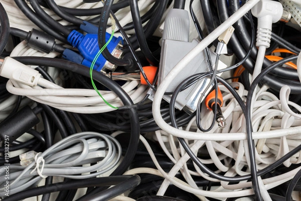 Obraz Pile of old cables.