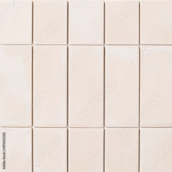 Obraz square tile layout composed of rectangular beige stone tiles arranged in a grid pattern. Each tile is vertically aligned, creating a uniform and orderly appearance. The tiles have a natural stone