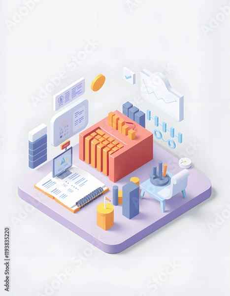 Fototapeta 3D Isometric Flat  Illustration of Requirements Analysis. Item 3, realistic. isolated with white highlights
