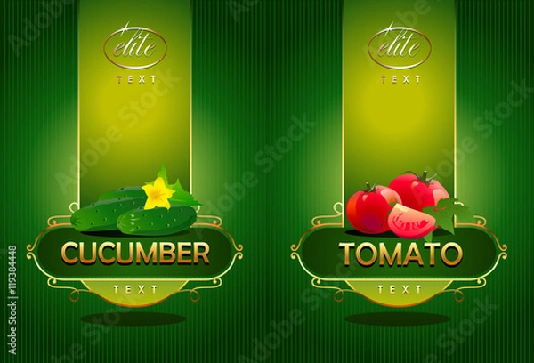 Obraz Cucumber, tomato. Vector