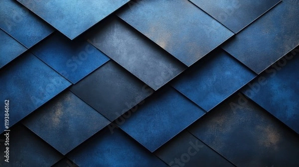 Fototapeta Diagonal grids on a blue background, minimalist design banner template with white space for text. Suitable for dynamic and modern presentations, websites, and digital designs.