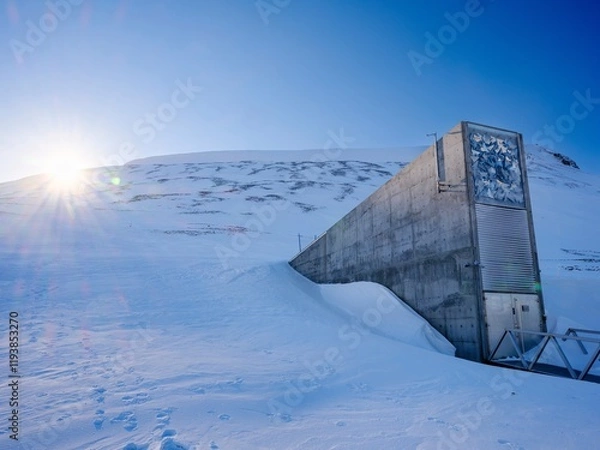 Fototapeta Svalbard Global Seed Vault. Longyearbyen, the capital of Svalbard. Arctic, Scandinavia, Norway.