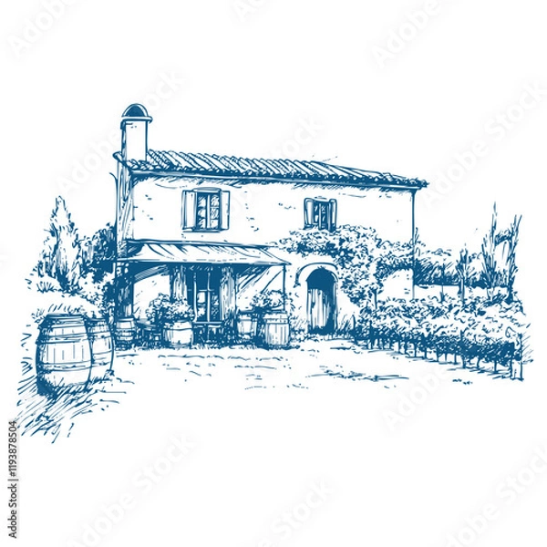 Obraz Vineyards landscapes sketched abstract digital illustration