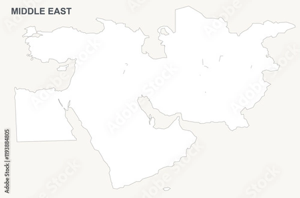 Fototapeta A simple continental world map with each continent depicted as a single solid shape
