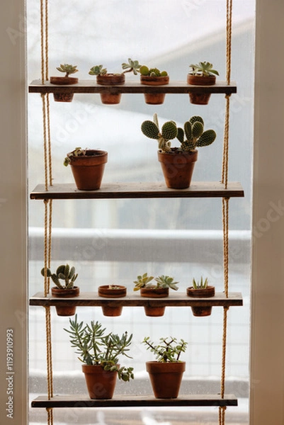 Obraz Succulent plant shelf decor DIY