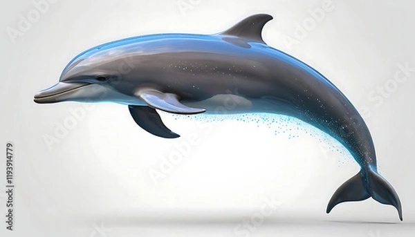 Obraz Dolphin side view, isolated background. Generative Ai