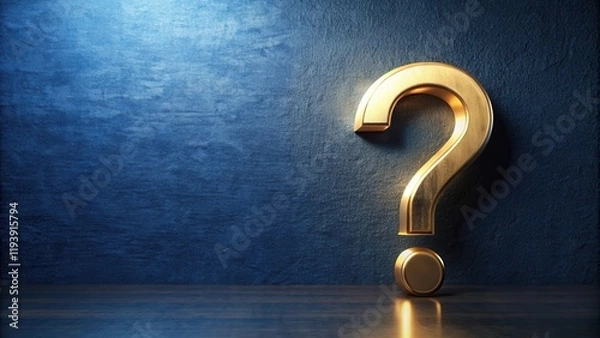 Fototapeta A Golden Question Mark on a Dark Background Seeking Answers and Solutions